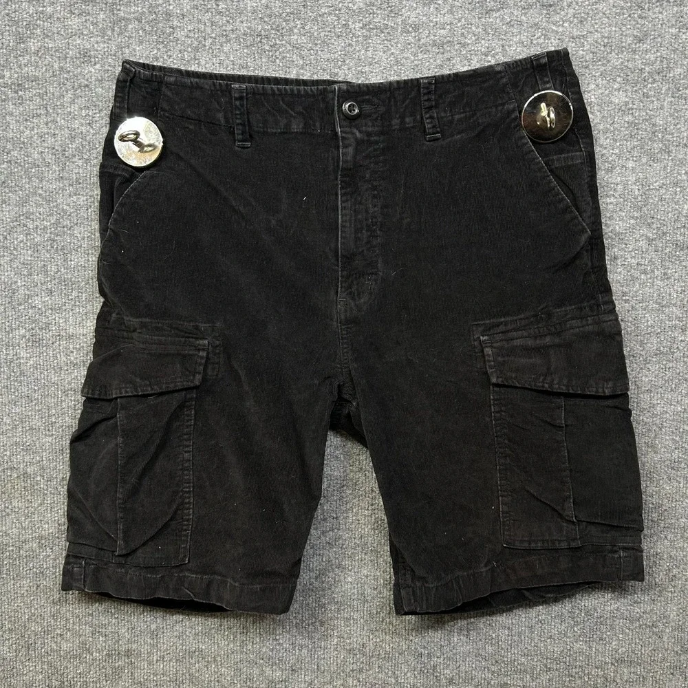 DGK Cargo Shorts Men's Black Corduroy Stretch Pockets Utility Y2K Workwear - 34